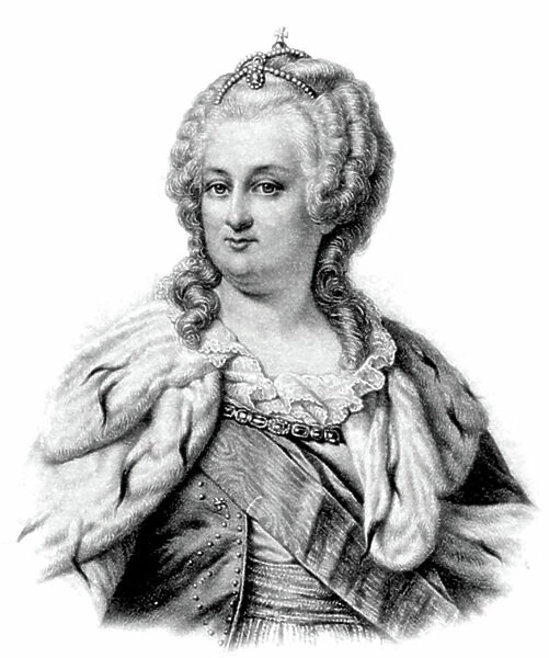 Catherine II the Great (1729-1796) empress of Russia in 1762-1796, engraving after Schabanoff