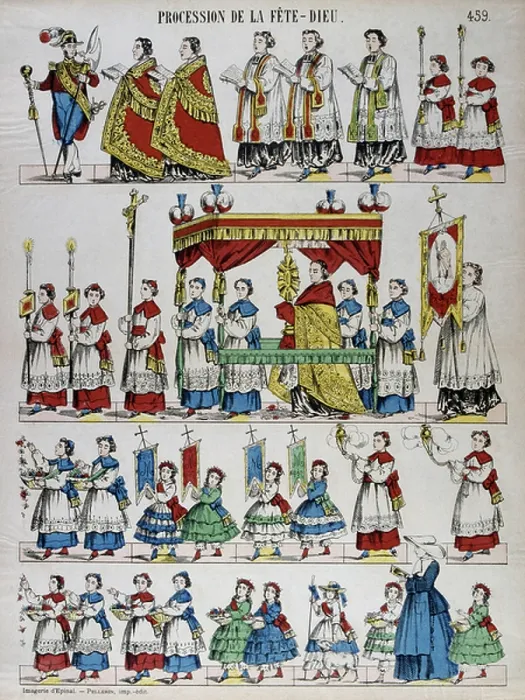Framed Print : French Catholic Religious Procession Print Framed Print : French Catholic Religious Procession Print