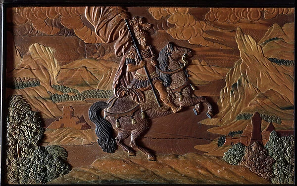 Cavalier Detail of relief carved by Karl Haberstumpf (1656-1724) and sons - detail of a cabinet of wood, made for Emperor Charles VI of the Holy Empire in 1723 at Eger, Czech Republic - (Rider)