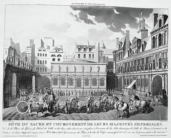 Celebrations marking the cornation of Napoleon I and Empress Josephine, 2 December 1804, Paris. Engraving