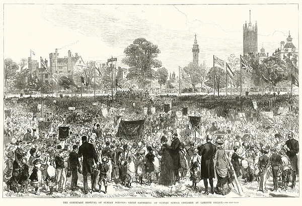 The Centenary Festival of Sunday Schools, Great Gathering of Sunday School Children at Lambeth Palace (engraving)
