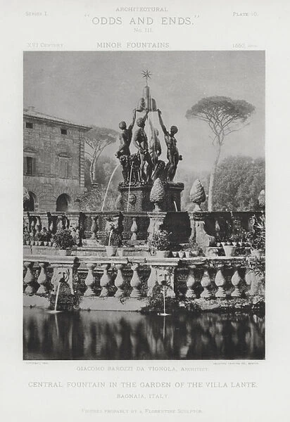 Central Fountain in the Garden of the Villa Lante, Bagnaia, Italy (b  /  w photo)