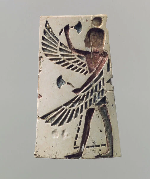 Champleve furniture or cosmetic box plaque with a winged youth, c. 700 BC (ivory)