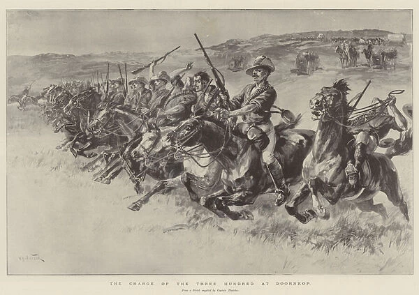 The Charge of the Three Hundred at Doornkop (litho)