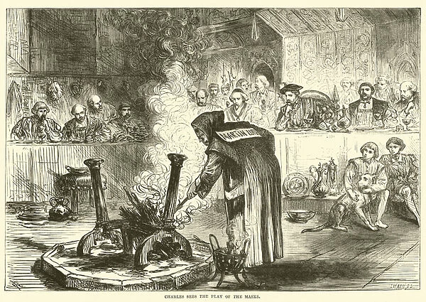 Charles sees the Play of the Masks (engraving)
