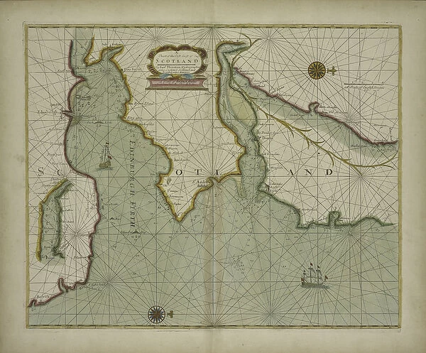 A chart of the East coast of Scotland from a sea-atlas containing an hydrographical