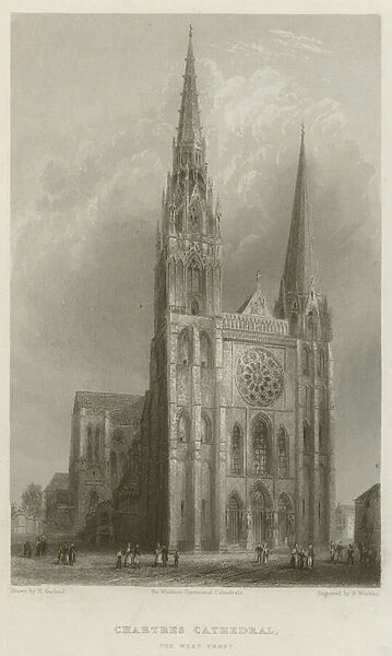 Chartres Cathedral, The West Front (engraving)