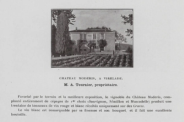 Chateau Moderis, A Virelade, M A Tournier, proprietaire (b / w photo)