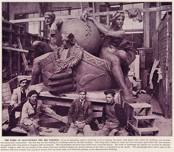 Chicago Worlds Fair, 1893: The Work of Sculpturing the Big Figures (b  /  w photo)