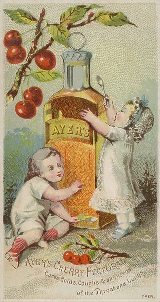 Children Looking At Medicine Bottle (chromolitho)
