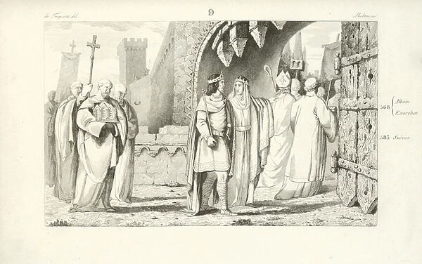Chilperic I, Frankish King of Neustria (engraving)
