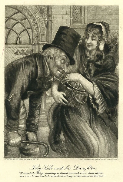 The Chimes - Toby Veck and His Daughter (engraving)