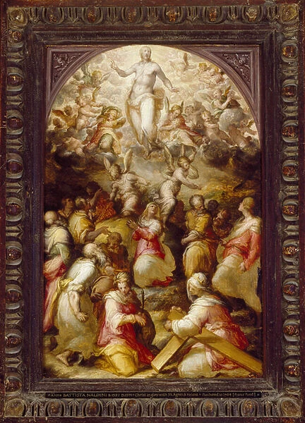 Christ in Glory with Sts Agnes and Helena, 16th century (oil on canvas)
