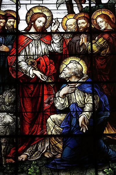 Christ Handing the Keys to St Peter, c1920 (stained glass)