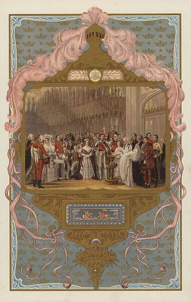 The christening of the future King Edward VII (colour litho)