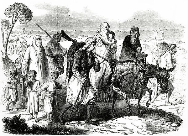 Christians from Damascus emigrating to Beirut, illustration from