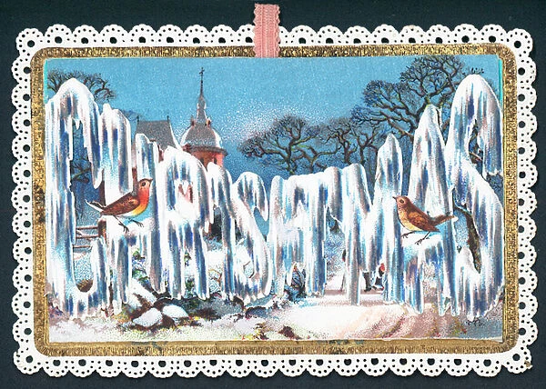 Christmas Wording in Ice, Christmas Card (chromolitho)