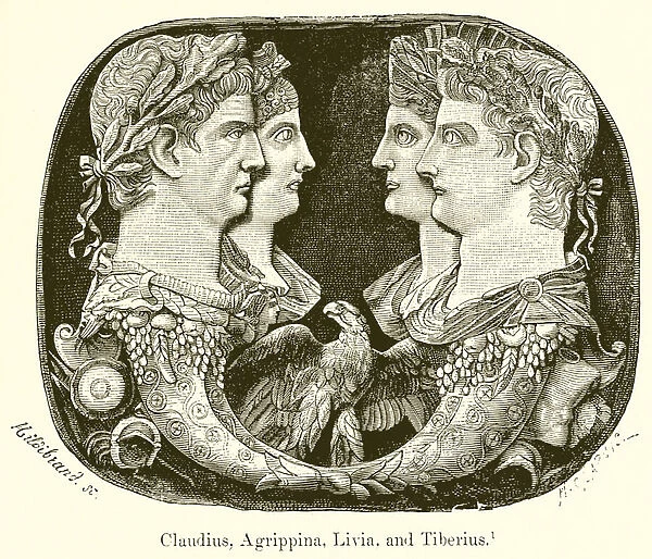 Claudius, Agrippina, Livia, and Tiberius (engraving)