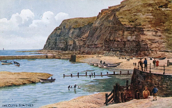 The Cliffs, Staithes (colour litho)