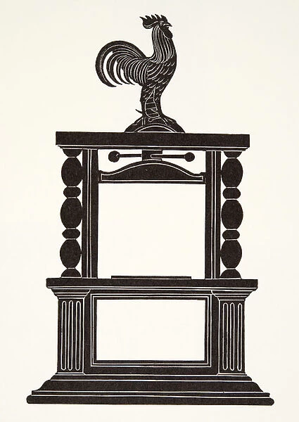 Cockerel and the Printing Press, 1926 (wood engraving)