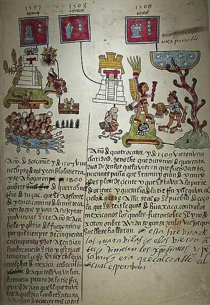 Codex azteque Telleriano Remensis. 16th century, Mexico. Bibliotheque nationale de France, Paris. For some Meso-American civilizations, shooting stars were considered divine urine and meteorites as excrement of gods