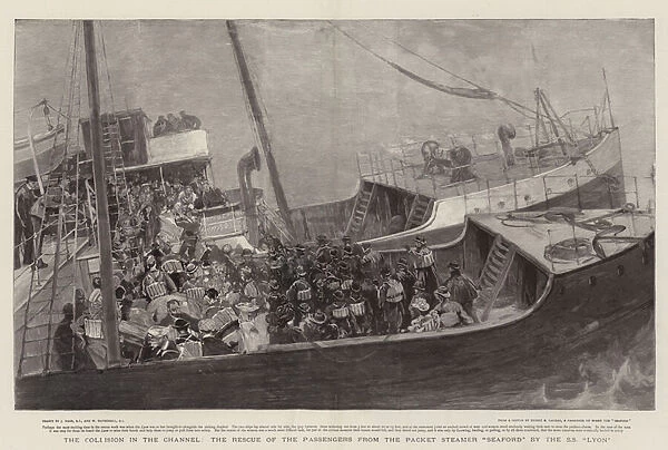 The Collision in the Channel, the Rescue of the Passengers from the Packet Steamer 'Seaford'by the SS 'Lyon'(engraving)