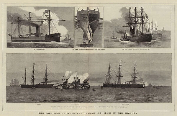 The Collision between the German Ironclads in the Channel (engraving)
