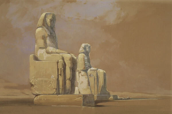 Colossi, Thebes, 1838 (w  /  c on paper)