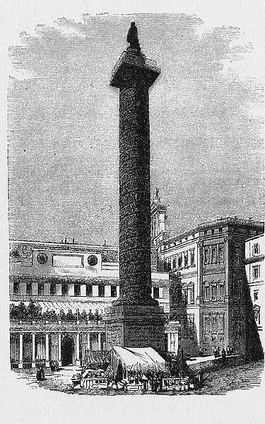 Column of Antoninus Pius in Rome, Italy (engraving)