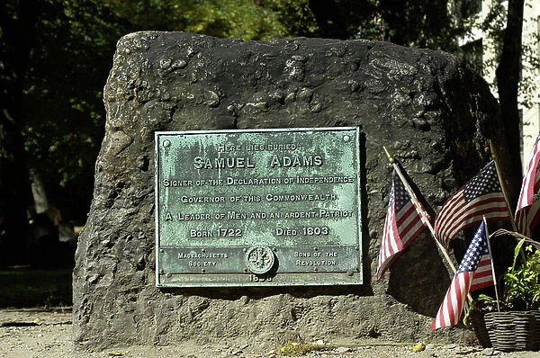 Commemorative Plaque on the Tomb of Samuel Adams (1722-1803), Old Granary Burying Ground, Boston, Massachusetts
