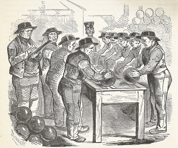 Convicts scraping shot, illustration from The Criminal Prisons of London