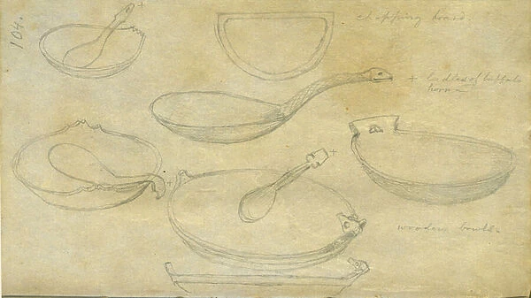 Cooking utensils, 1851 (pencil on paper)