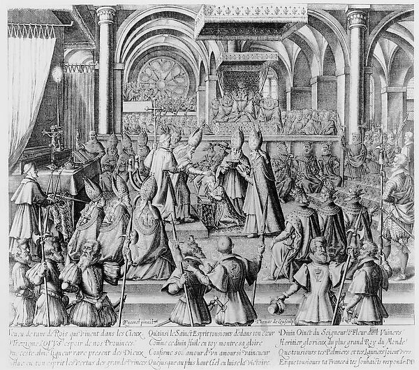 Coronation ceremony of Louis XIII in Reims, 17 October 1610 (engraving)