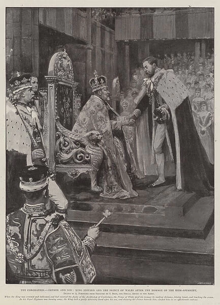 The Coronation, Father and Son, King Edward and the Prince of Wales after the Homage of the Heir-Apparent (engraving)