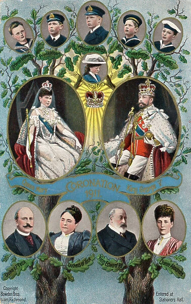 The coronation of King George V and Queen Mary (colour litho)