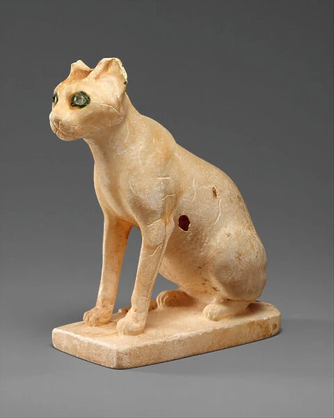 Cosmetic Vessel in the Shape of a Cat, c. 1990-1900 BC (painted travertine, copper