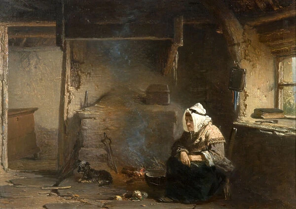 A Cottage Interior, 19th century (oil on canvas)