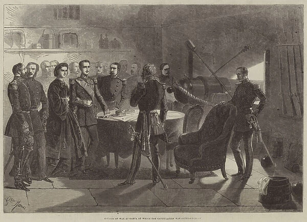 Council of War at Gaeta at which the Capitulation was determined (engraving)