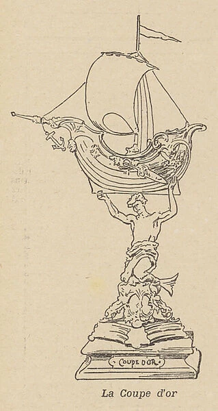 The Coupe d Or, trophy for a water jousting competition held at Sete, France (litho)