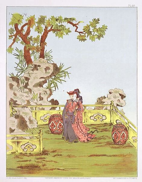 Couple in a Chinese garden, from Ornaments of China