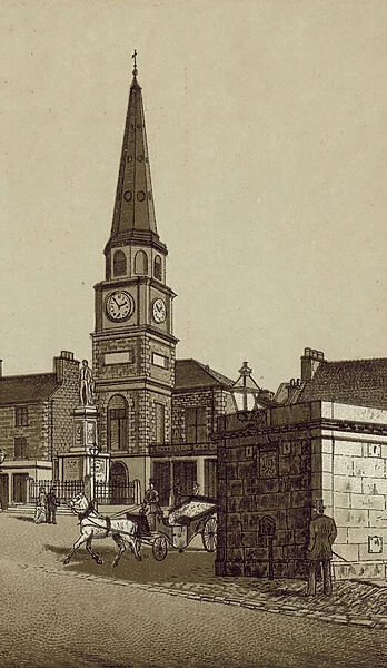 Court House and Scott Monument, Selkirk (litho)