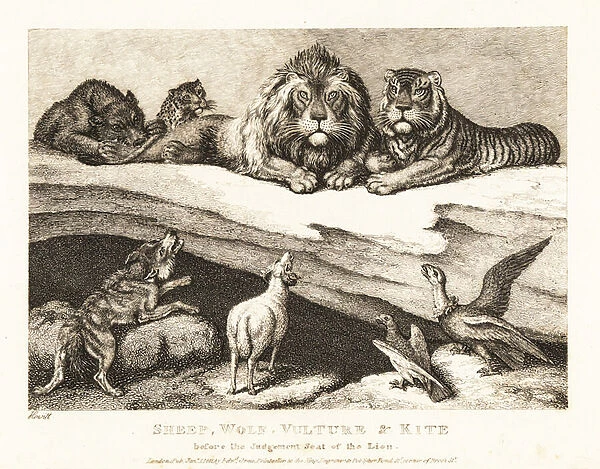 A courtcase between animals, with lion and tiger as judges. 1811 (etching)