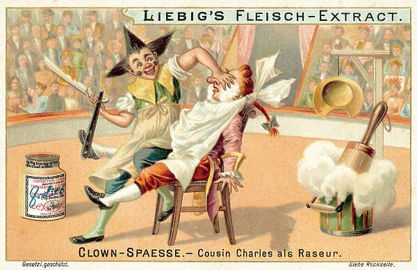 Cousin Charles as a barber (chromolitho)