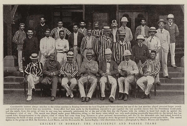 Cricket in Bombay, the Presidency and Parsee Teams (b  /  w photo)