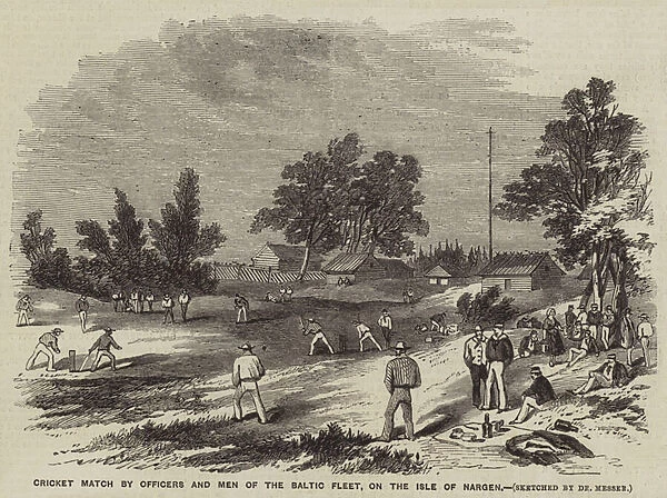 Cricket Match by Officers and Men of the Baltic Fleet, on the Isle of Nargen (engraving)