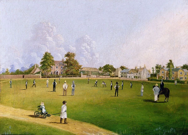 Cricket on Mitcham Green (oil on canvas)