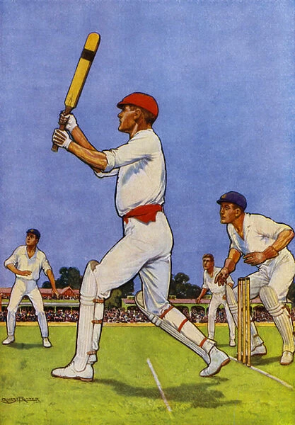 Cricket, a slam for the boundary (colour litho)