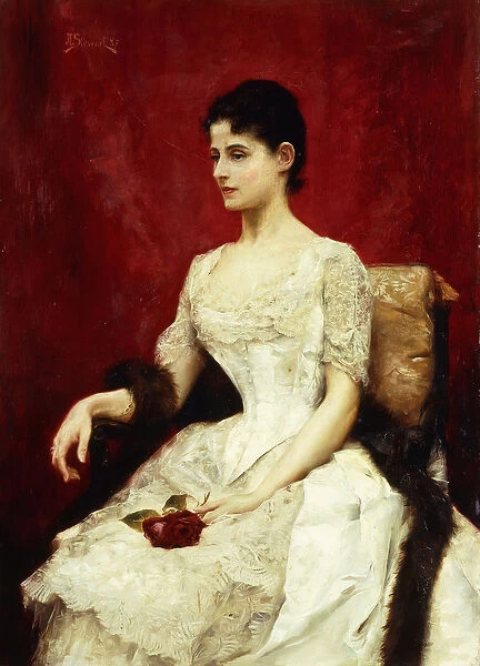 Crimson Roses and Lace, 1887 (oil on panel)