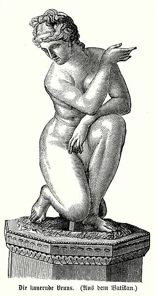 Crouching Venus, Roman statue of the goddess of love (engraving)