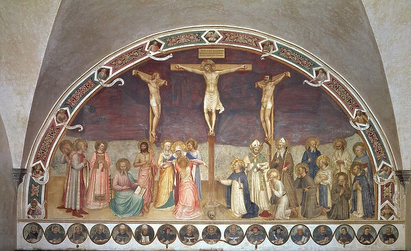 The Crucifixion, with SS. Cosmas, Damian, Francis and Bernard, 1442 (fresco)